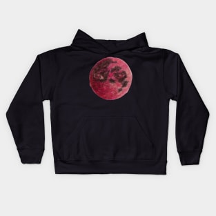 Pink Watchful Moon Kids Hoodie